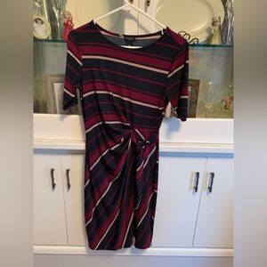 Ann Taylor Striped Mid-Length Wrap Dress XS